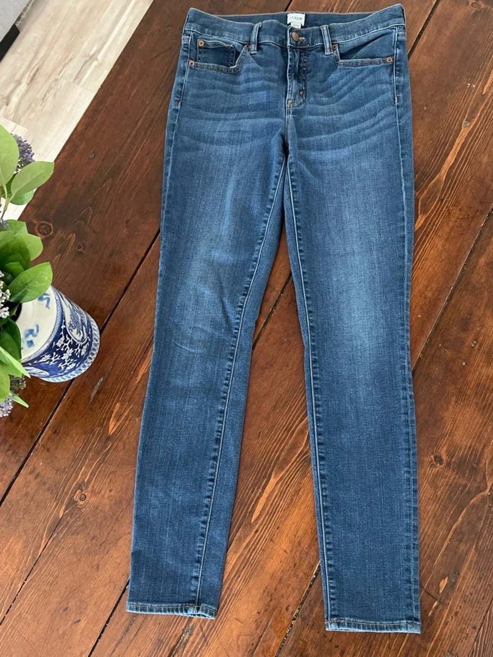 J. Crew Skinny Jeans in Dark Blue Stretch Denim